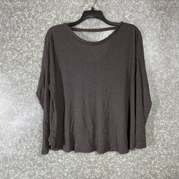 Next Women's Gray & Gold Glitter Dolman Sleeve Sweater - Size 10 - V-Neck Back - Picture 1 of 8